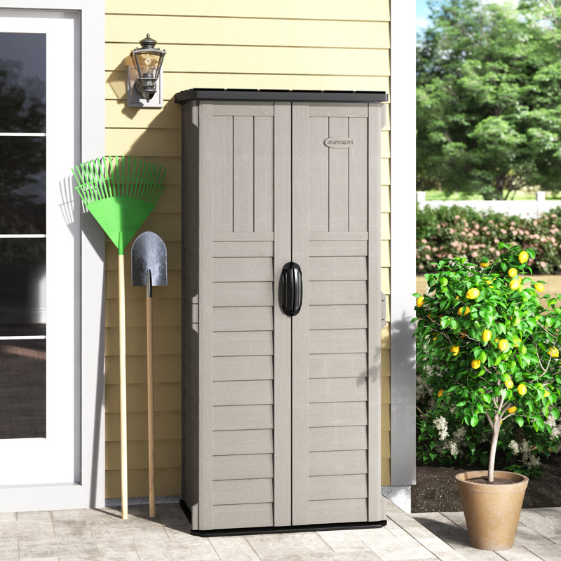 suncast vanilla resin outdoor 3 ft. w x 2 ft. d plastic